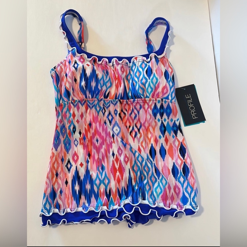 Profile by Gottex‎ Swimwear Built in Bra Tankini Swim Top Size 10